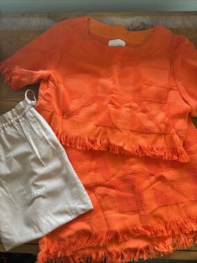 Lucy Folk Papaya Wave Crop Top and Skirt